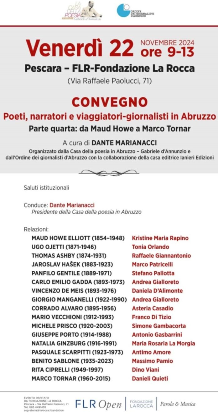 Locandina per il 22 novembre 2024 - Poeti, narratori e viaggiatori - giornalisti